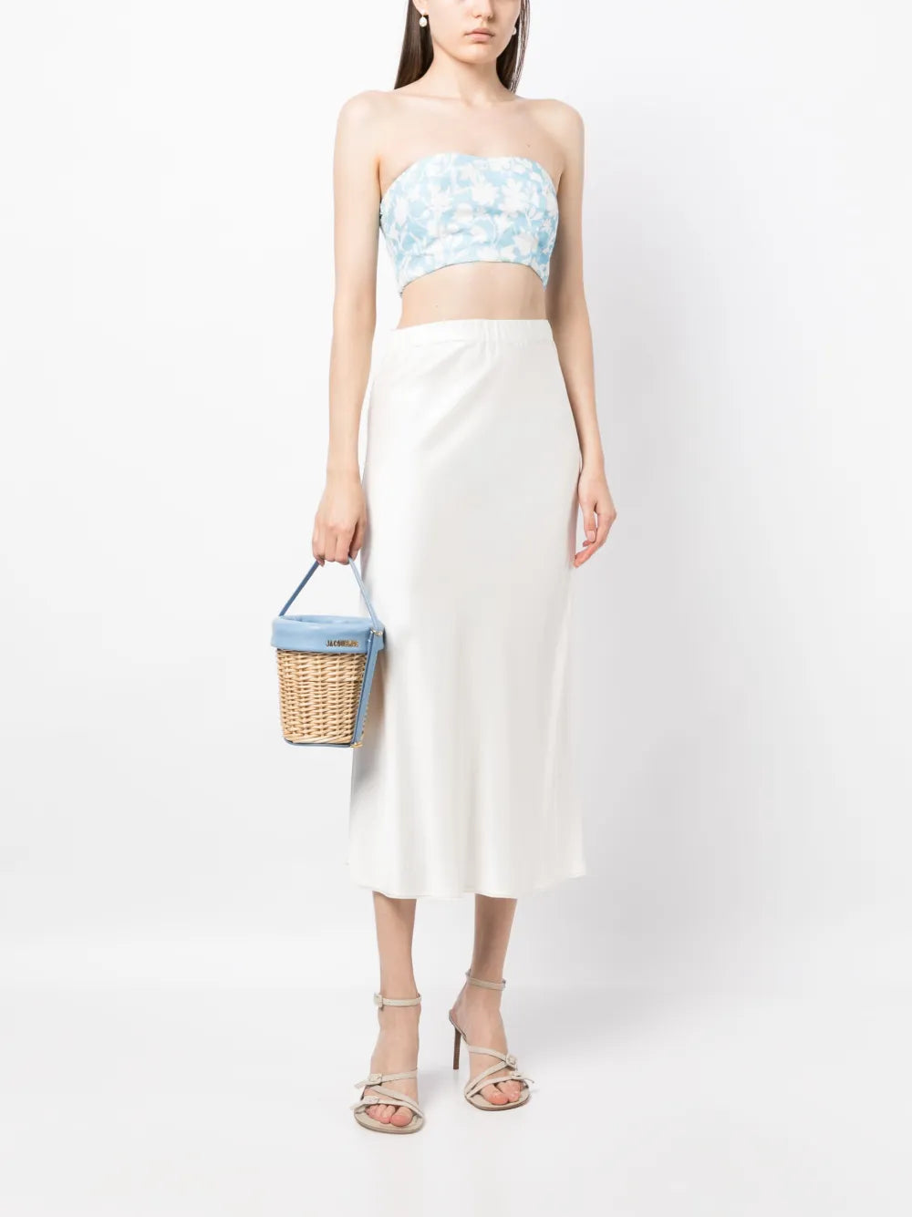 Lilly Floral-Print Linen Tube Top