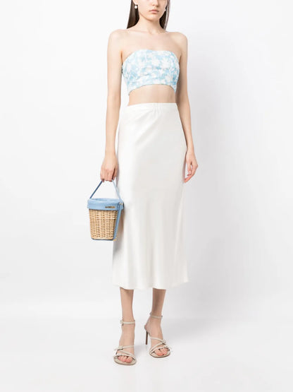 Lilly Floral-Print Linen Tube Top