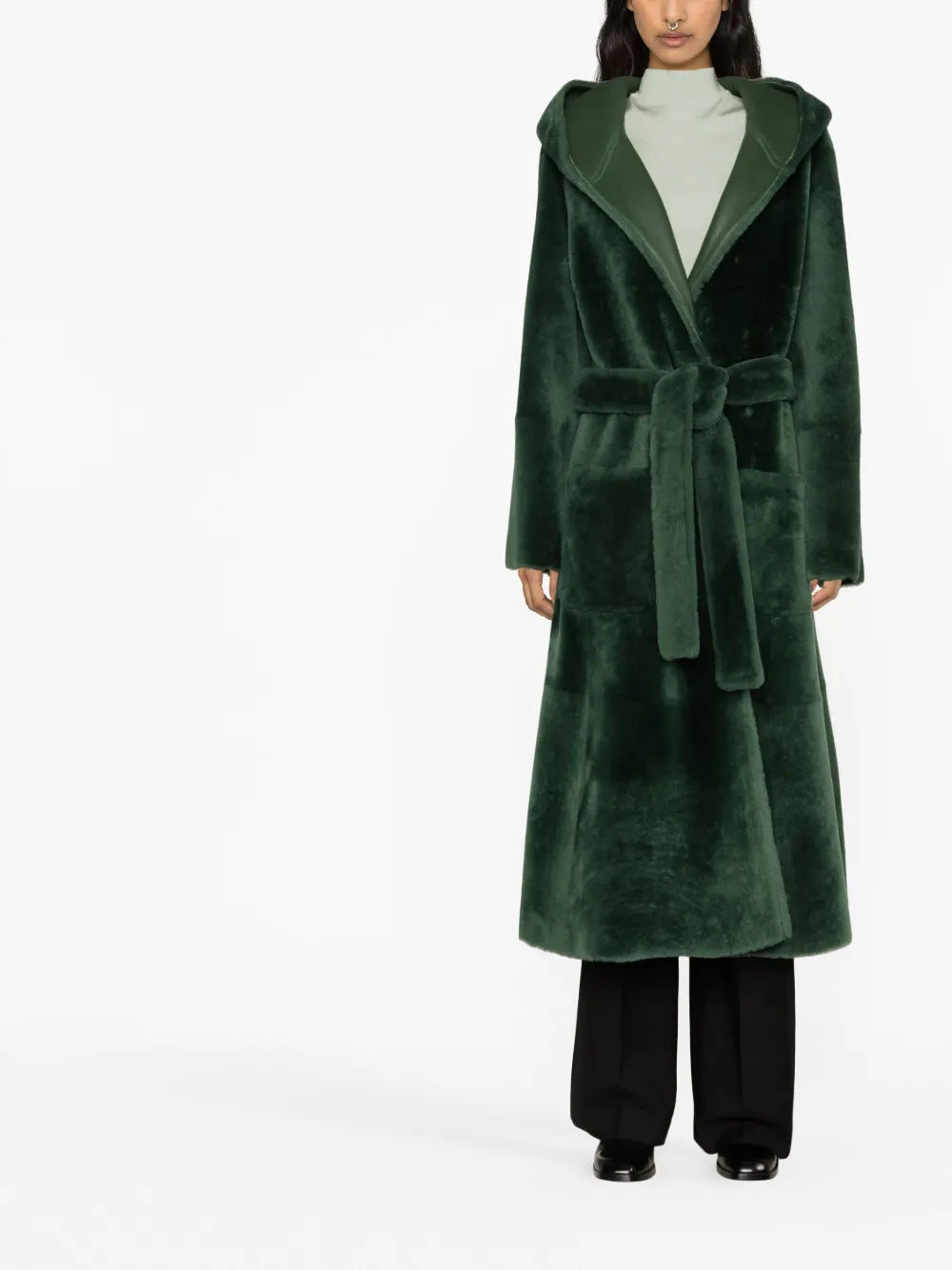 Reversible Hooded Sheepskin Coat