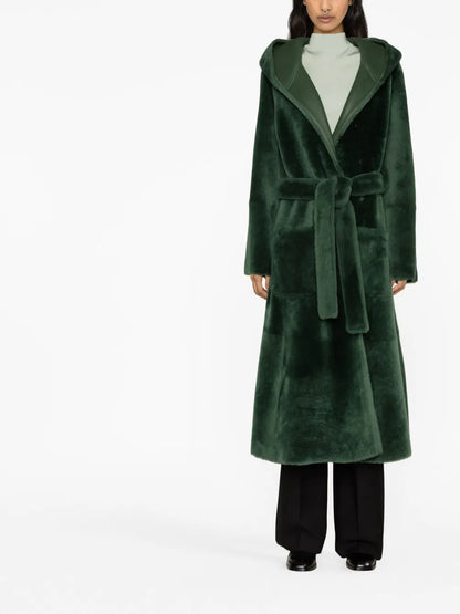 Reversible Hooded Sheepskin Coat