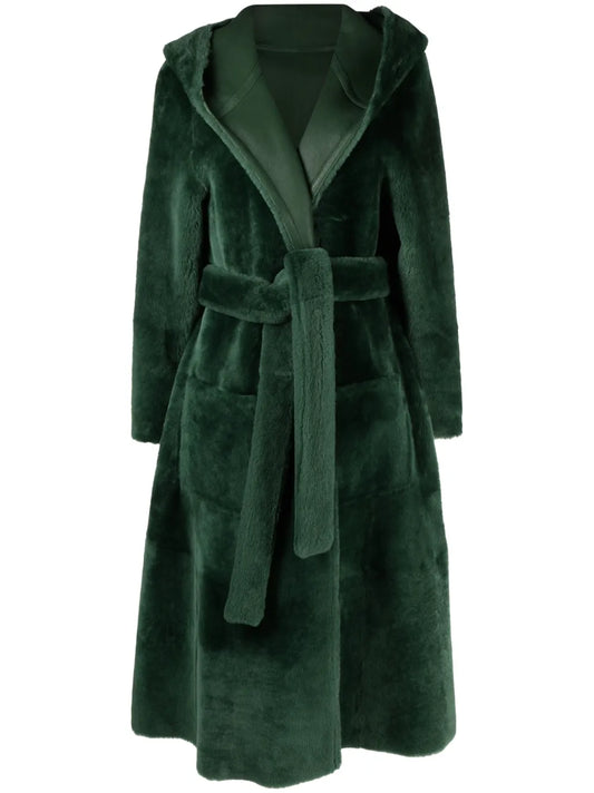 Reversible Hooded Sheepskin Coat