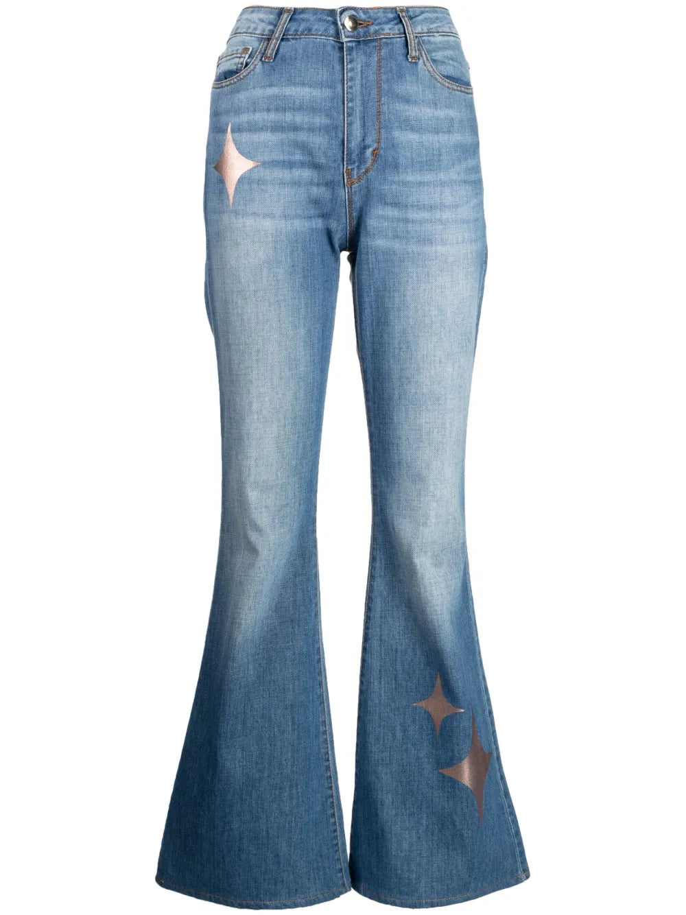 Star-Print High-Rise Flared Jeans