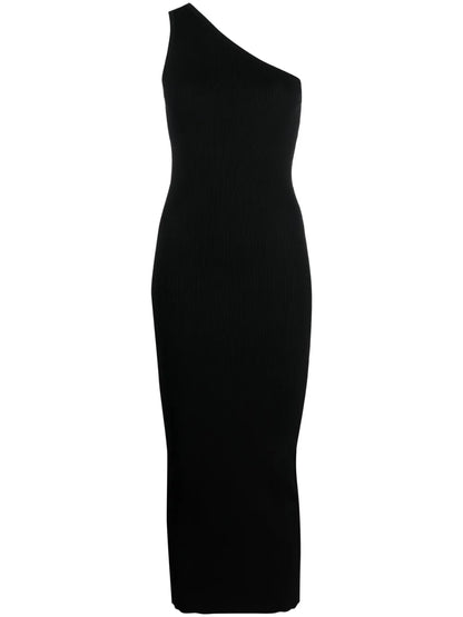 One-Shoulder Ribbed-Knit Dress