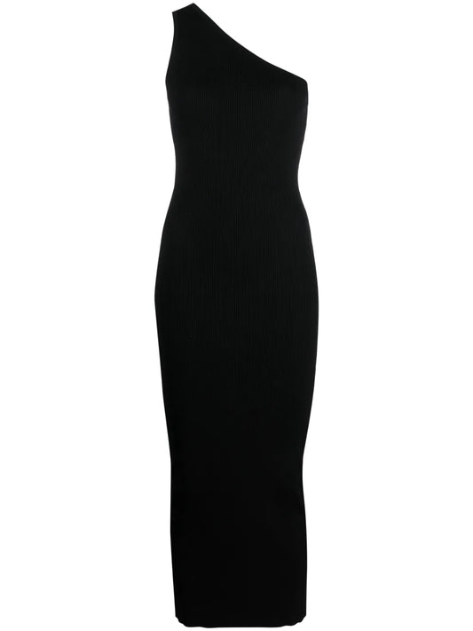 One-Shoulder Ribbed-Knit Dress