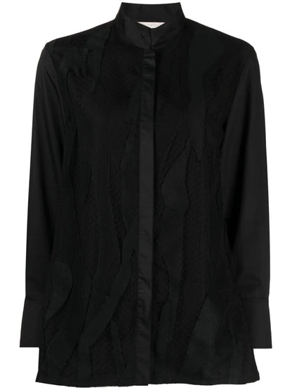 Lace-Detailing Long-Sleeve Shirt