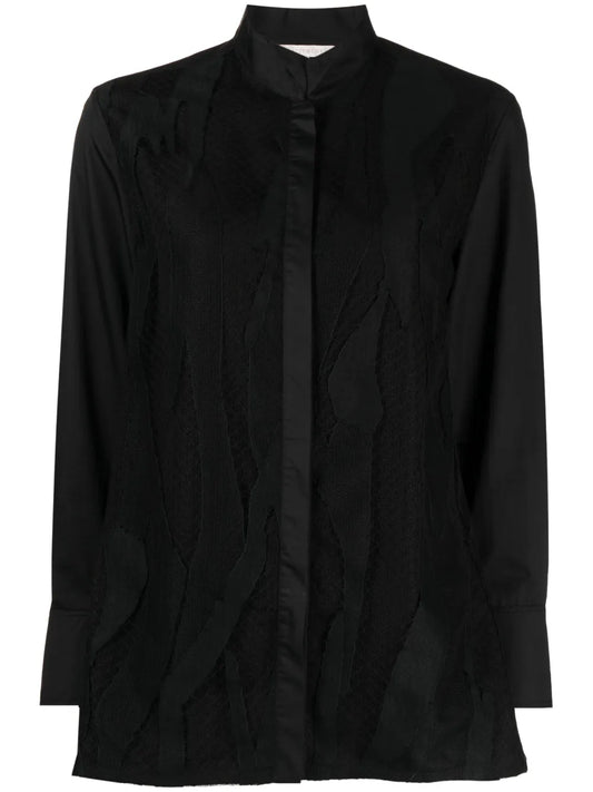 Lace-Detailing Long-Sleeve Shirt