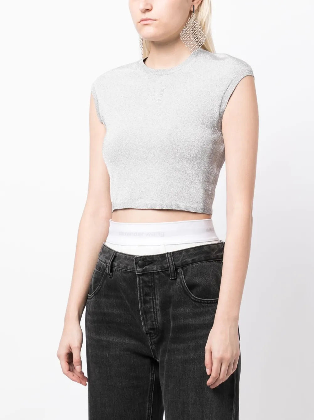 Logo-Embossed Cap-Sleeved Knitted T-Shirt
