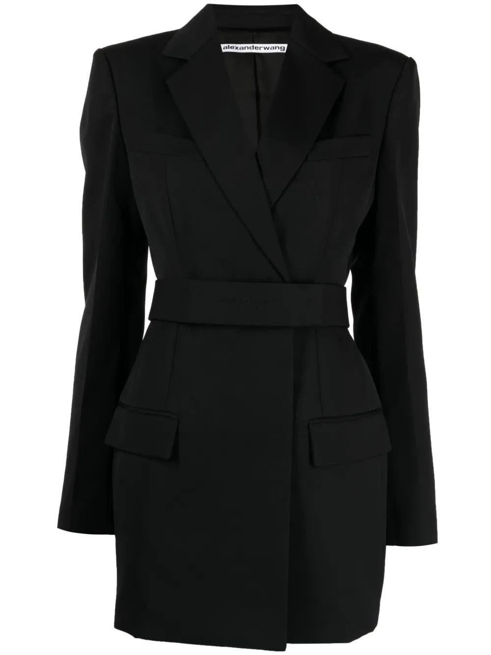 Logo-Embroidered Belted Blazer Dress