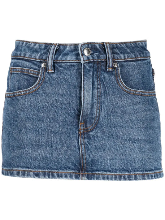 Mid-Rise Denim Skort