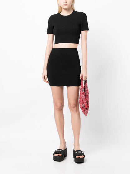 Logo-Jacquard Cropped T-Shirt