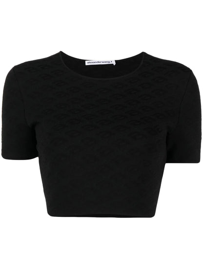 Logo-Jacquard Cropped T-Shirt
