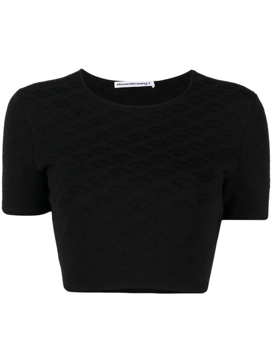 Logo-Jacquard Cropped T-Shirt
