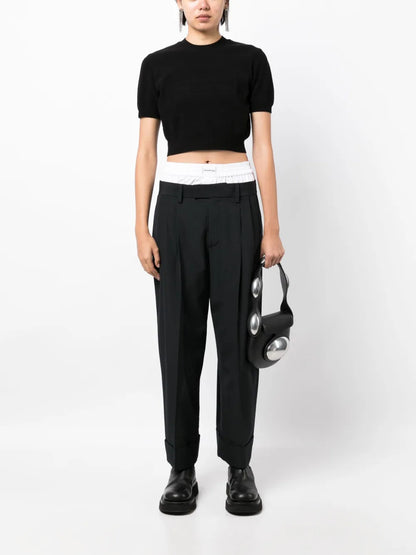 Logo-Embossed Cropped Knitted Top