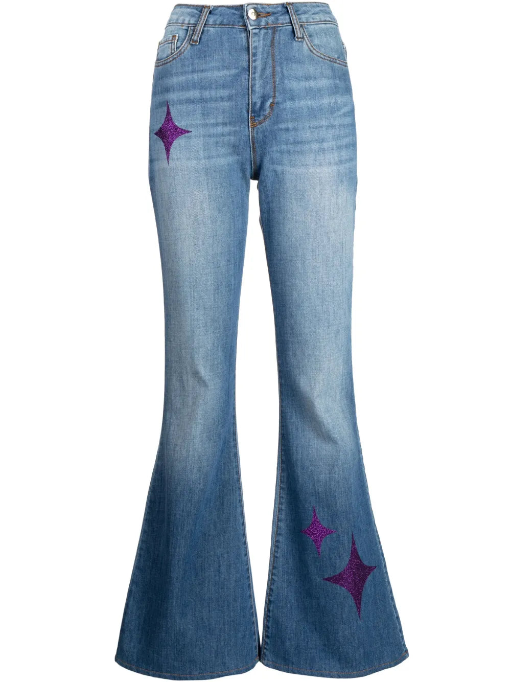 Star-Print High-Rise Flared Jeans