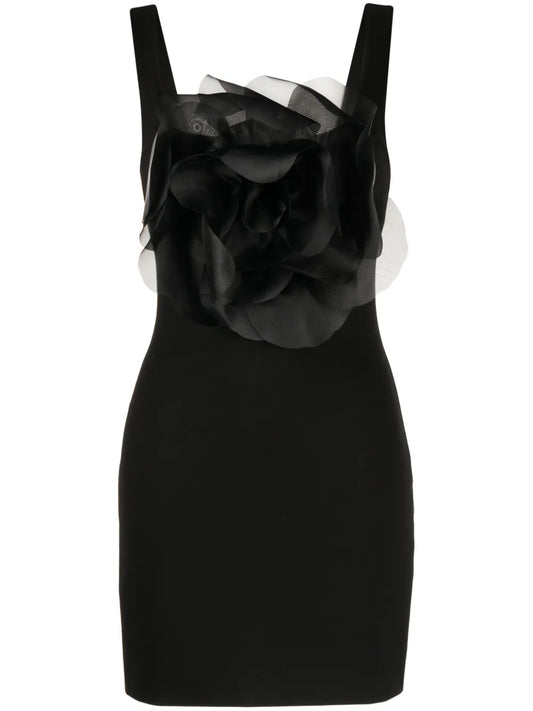 Flower-Appliqué Sleeveless Minidress