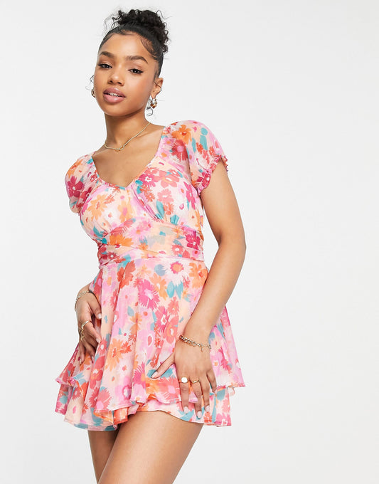 Chiffon Bow Back Rara Playsuit