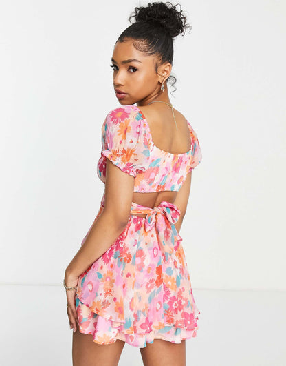 Chiffon Bow Back Rara Playsuit