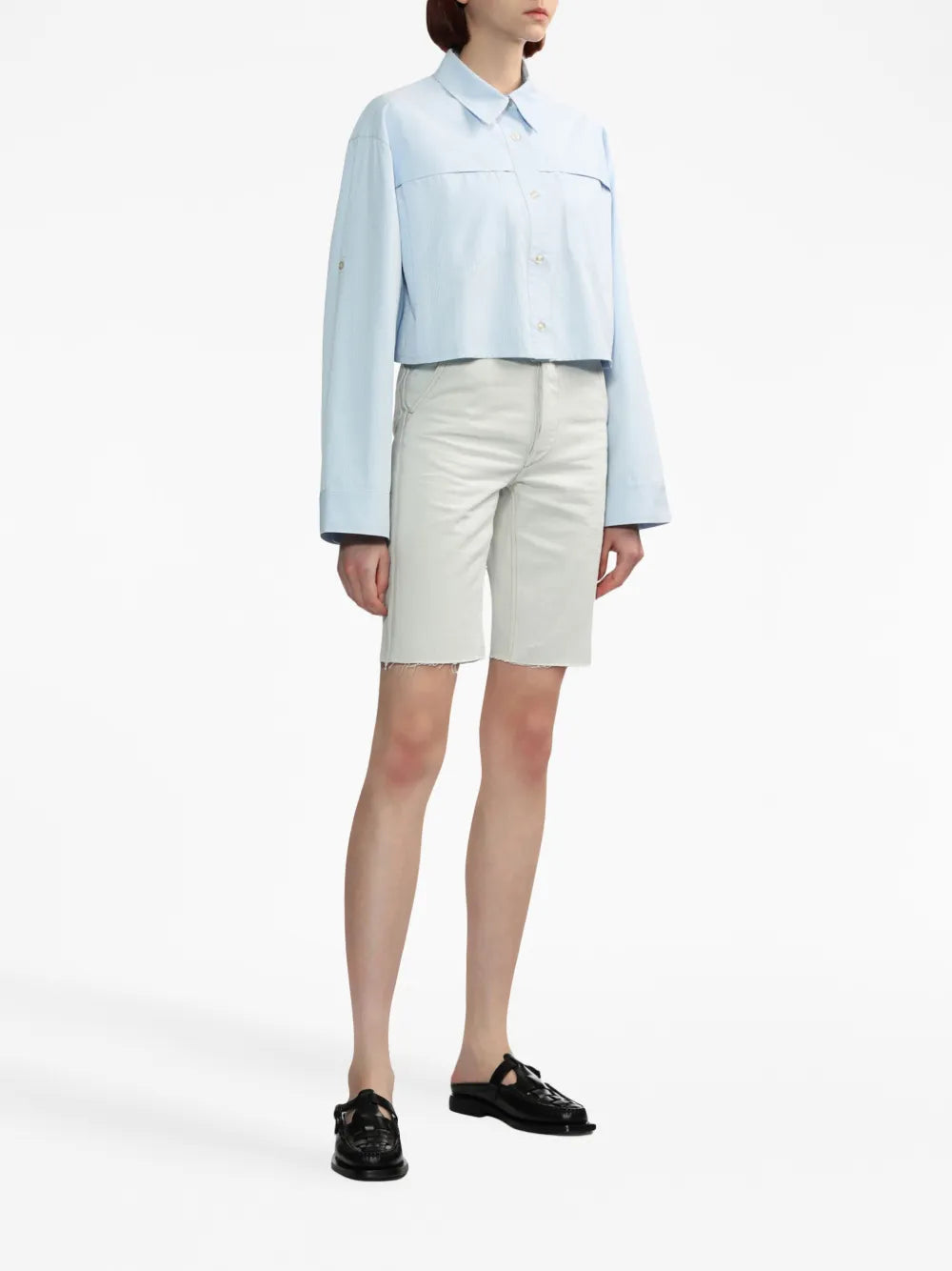 Knee-Length Denim Shorts