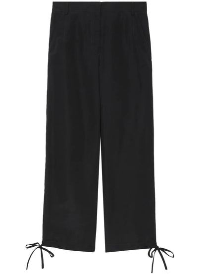 Drawstring-Cuffs Linen-Blend Trousers