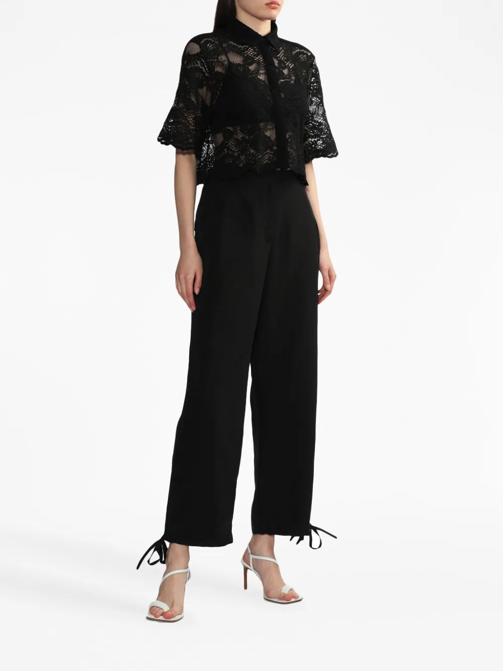 Drawstring-Cuffs Linen-Blend Trousers