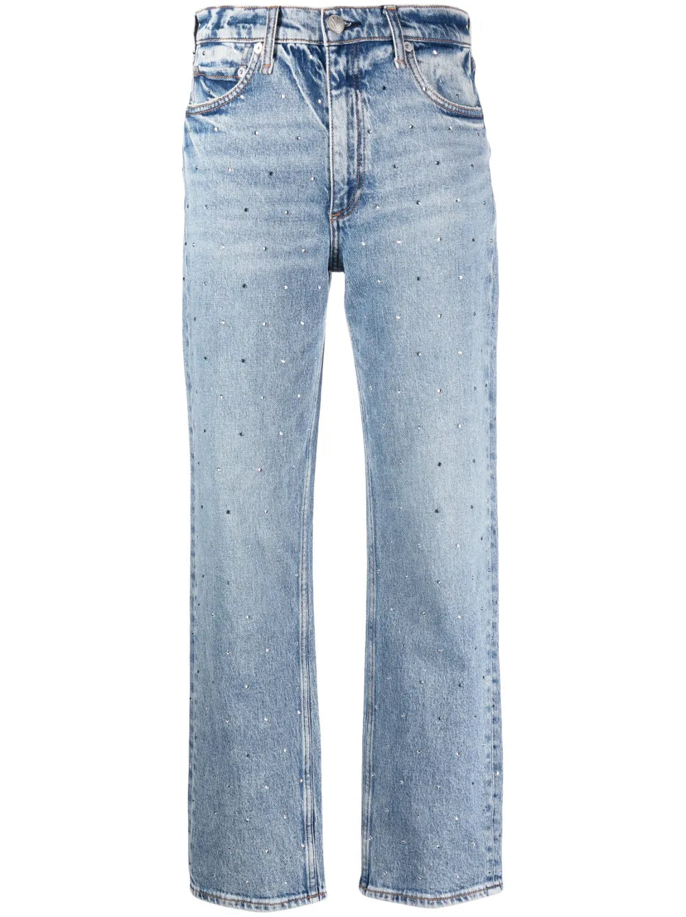 Crystal-Embellished Straight-Leg Jeans