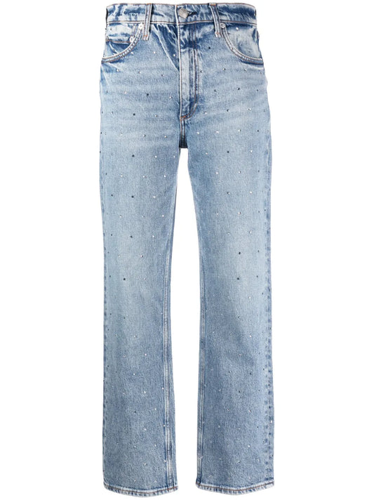 Crystal-Embellished Straight-Leg Jeans