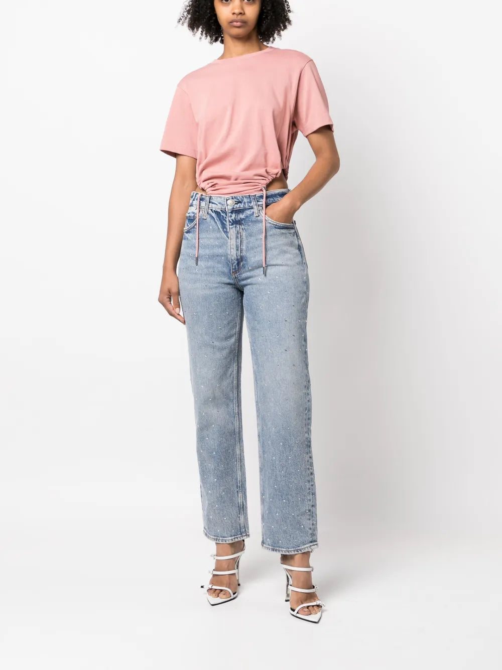 Crystal-Embellished Straight-Leg Jeans