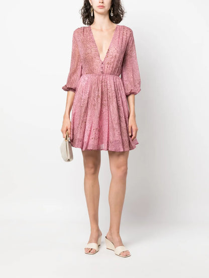 Abstract-Print Silk Dress