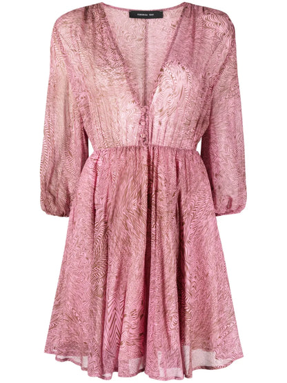 Abstract-Print Silk Dress