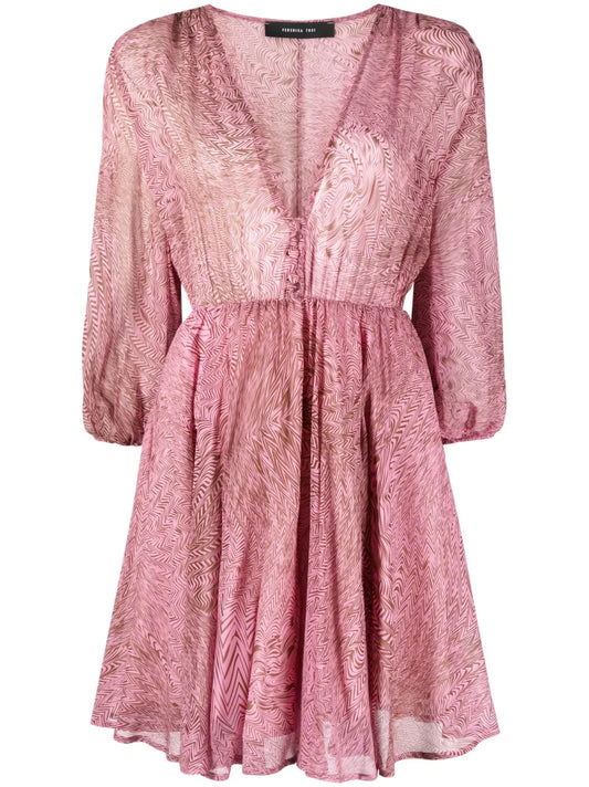 Abstract-Print Silk Dress