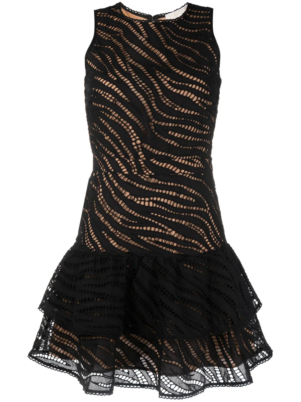 Perforated Ruffled Sleeveless Dress