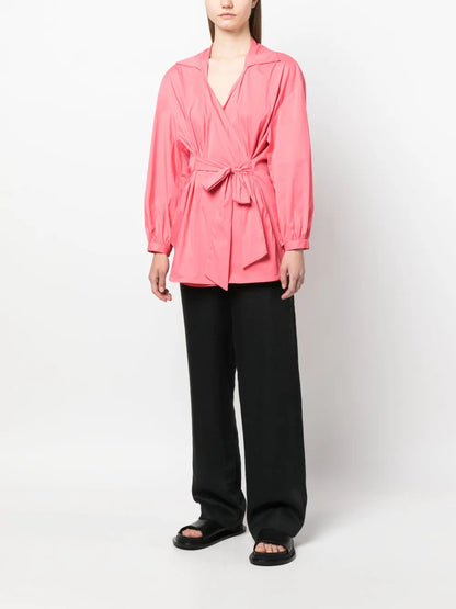 Long-Sleeve Belted Blouse