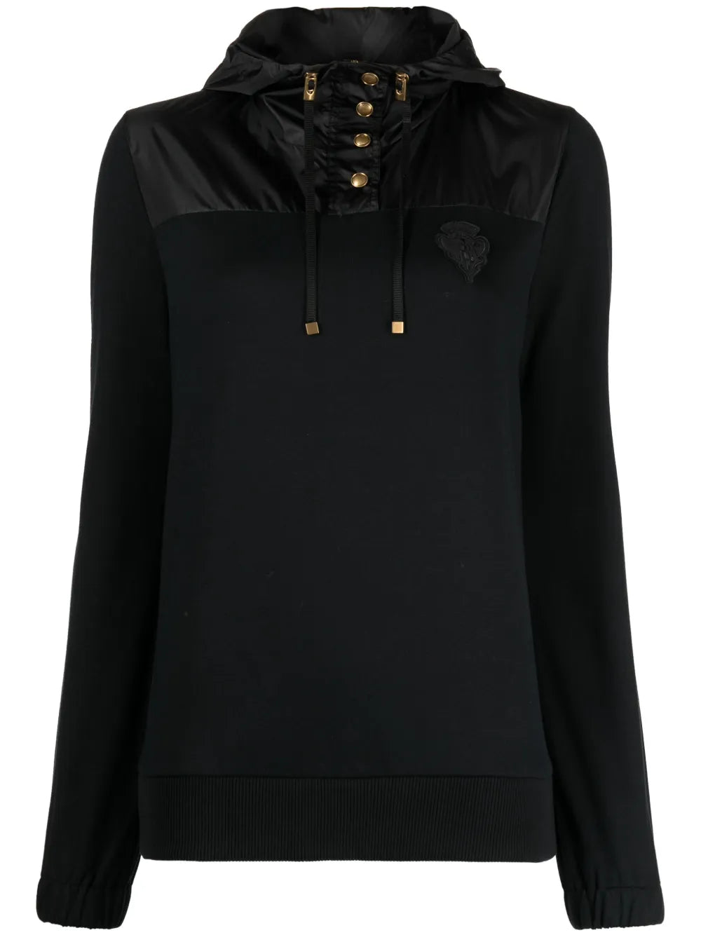Crest-Appliqué Panelled Hoodie