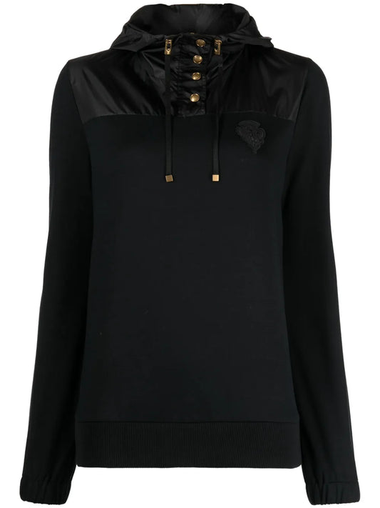 Crest-Appliqué Panelled Hoodie