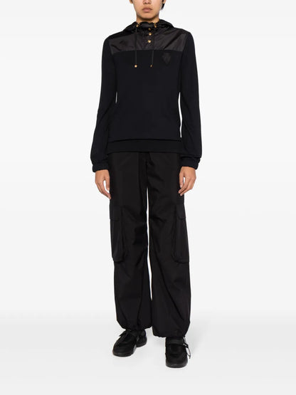Crest-Appliqué Panelled Hoodie