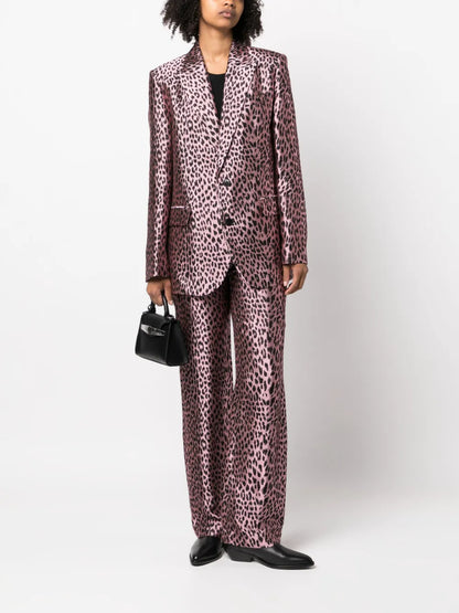 Leopard-Print Jacquard Blazer