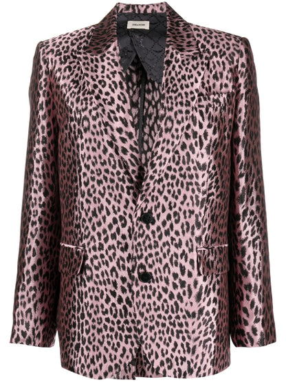 Leopard-Print Jacquard Blazer
