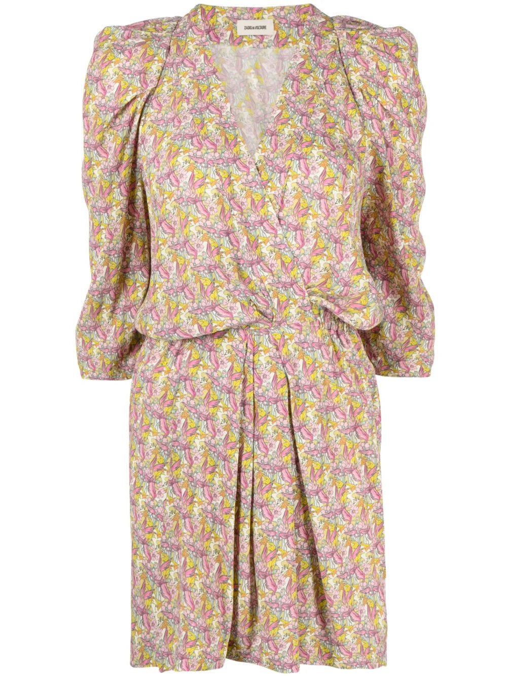 Floral Wings-Print Mini Dress