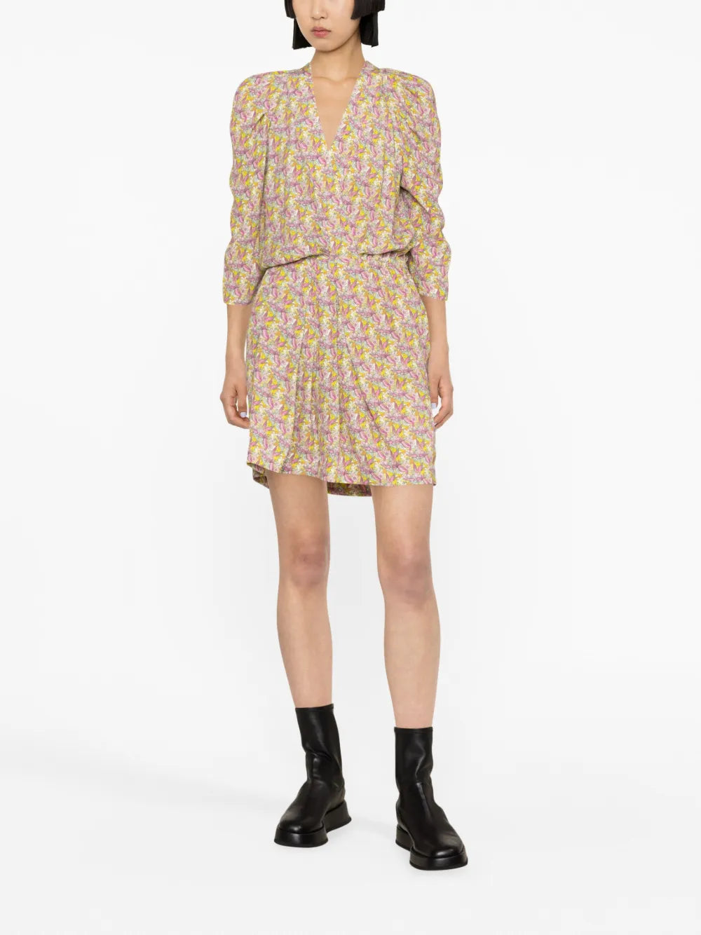 Floral Wings-Print Mini Dress