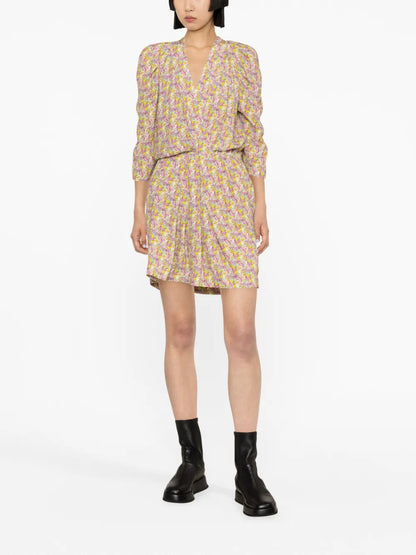 Floral Wings-Print Mini Dress