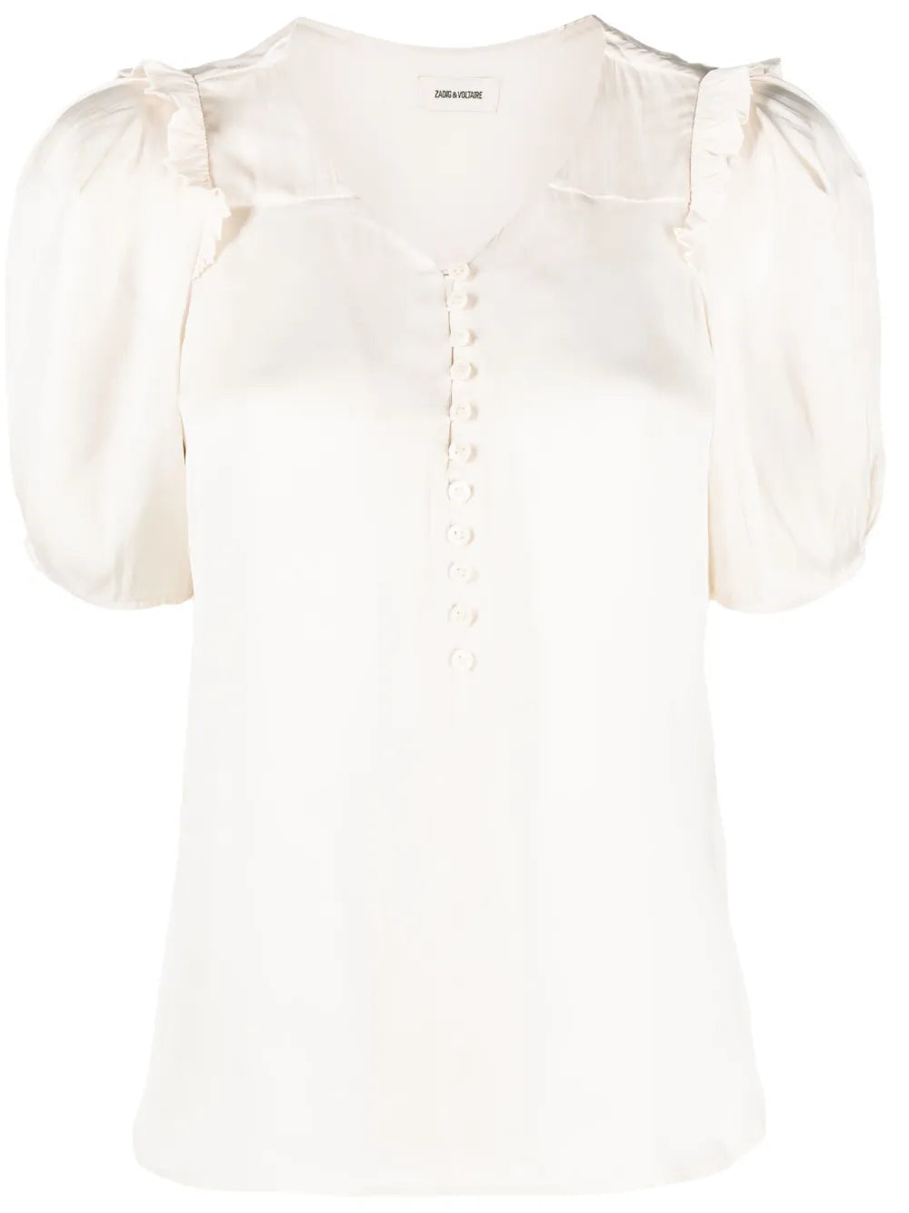 Puff-Sleeve Satin Top
