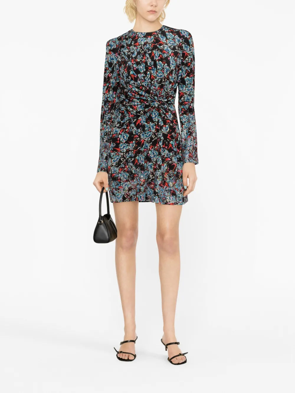Radar Floral-Print Embellished Silk Minidress