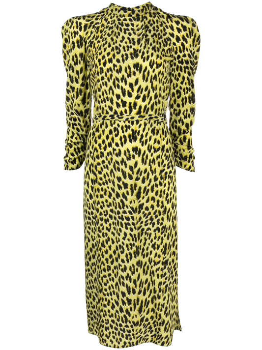 Racyl Leopard-Print Silk Midi Dress