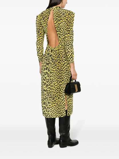 Racyl Leopard-Print Silk Midi Dress