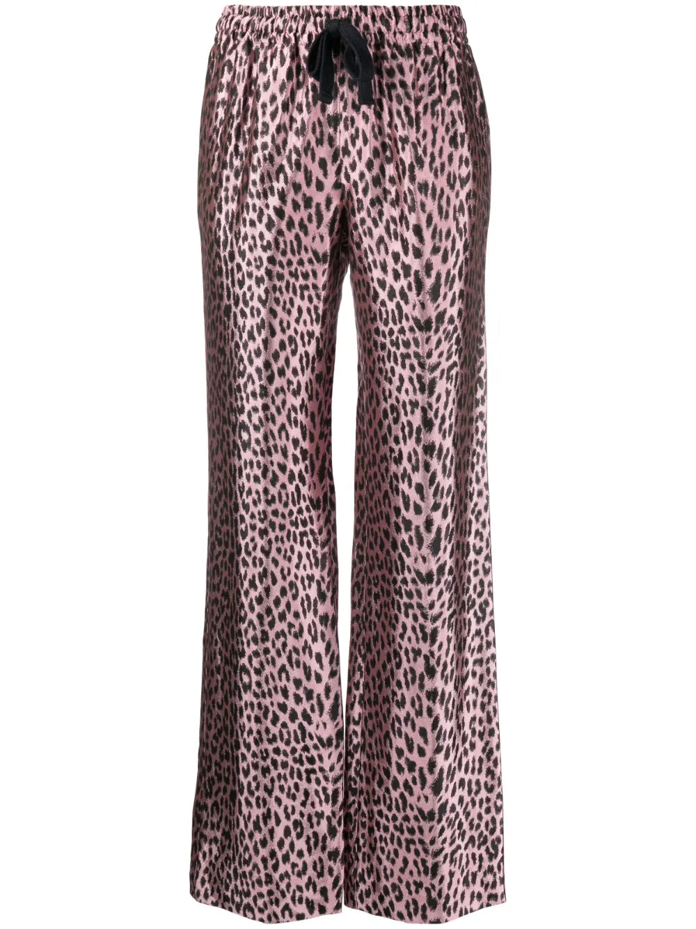 Leopard-Print Satin Trousers