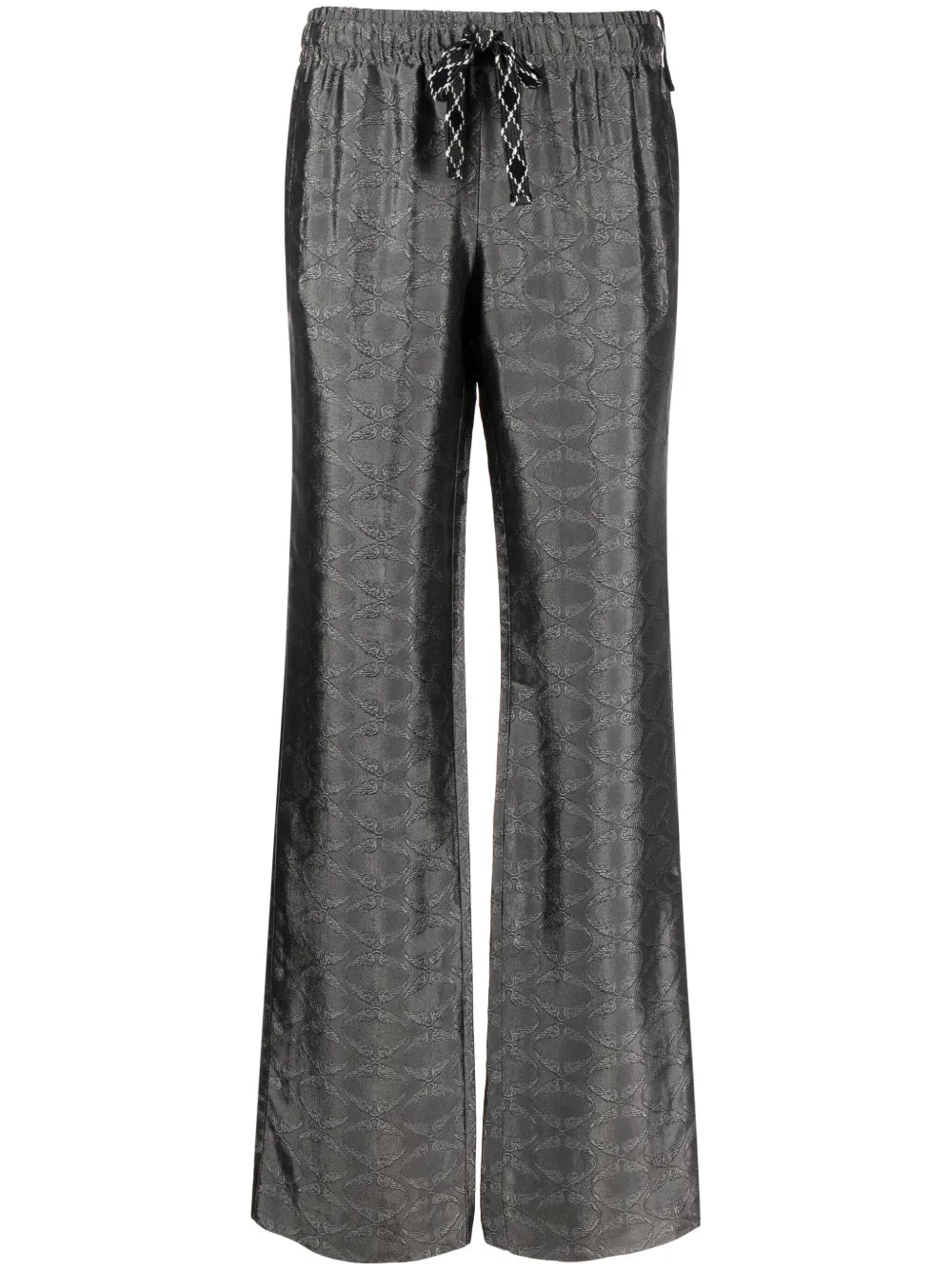 Pomy Patterned-Jacquard Flared Trousers