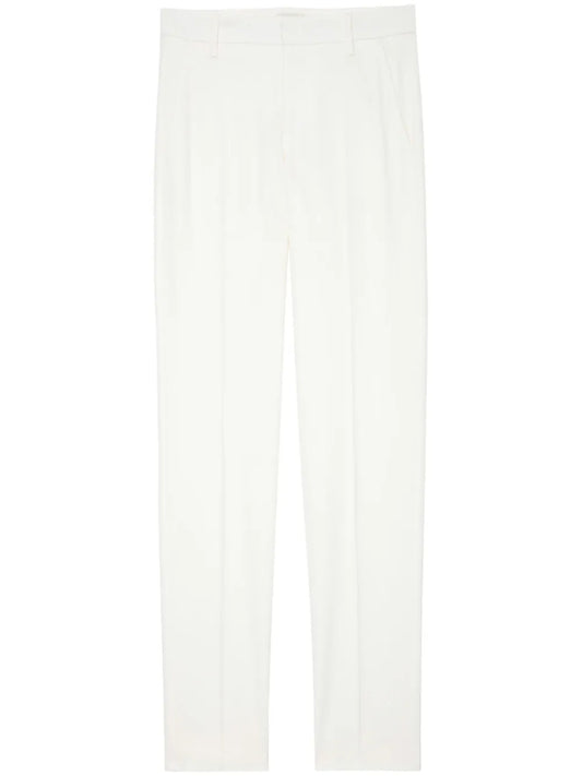 Prune Tapered Crepe Trousers