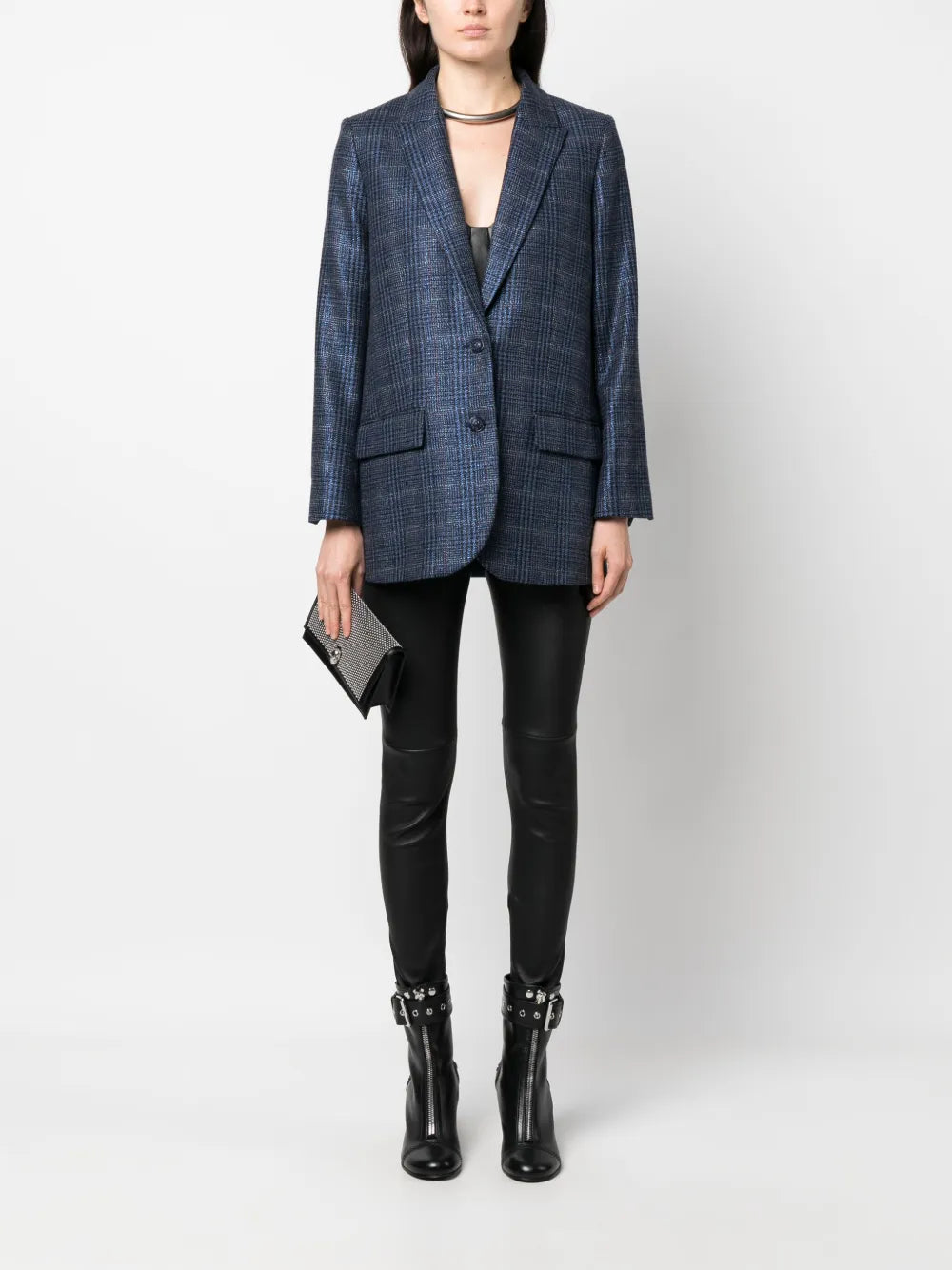Check-Pattern Wool Blazer