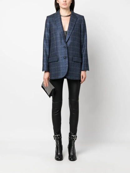 Check-Pattern Wool Blazer