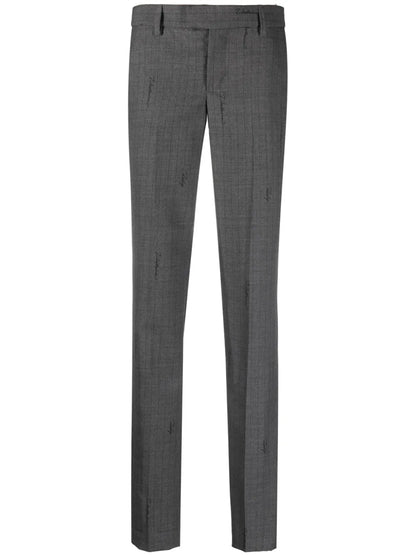 Prune Striped Slim Trousers